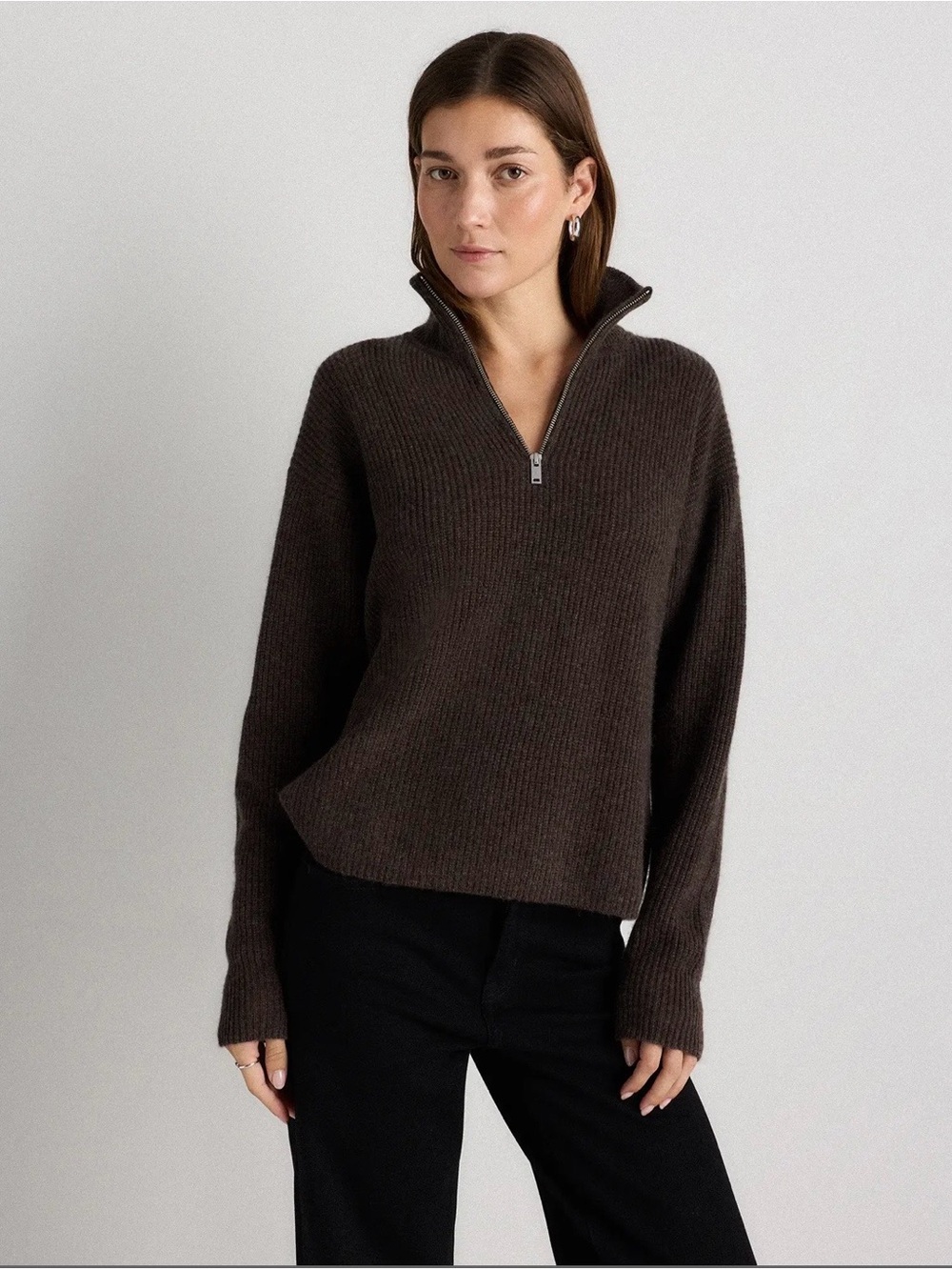 Quince Mongolian Cashmere Fisherman Quarter Zip Sweater
